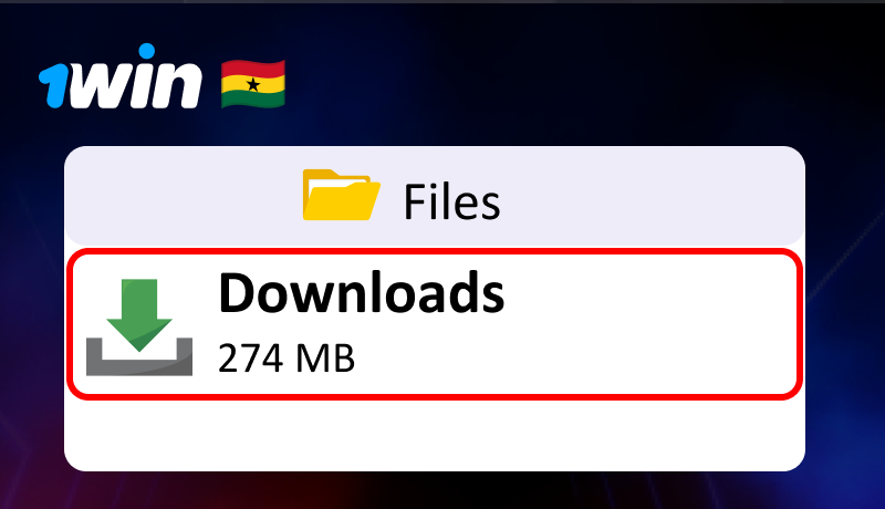 Installing the 1Win APK file on Android — locate the file in Downloads and tap to start the installation process