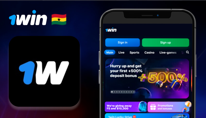 Opening the 1Win app on a mobile phone, ready for login