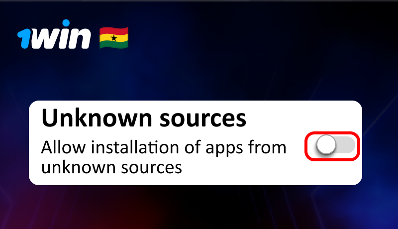 Allow installation from unknown sources on Android — enable permissions in device settings for 1Win app installation