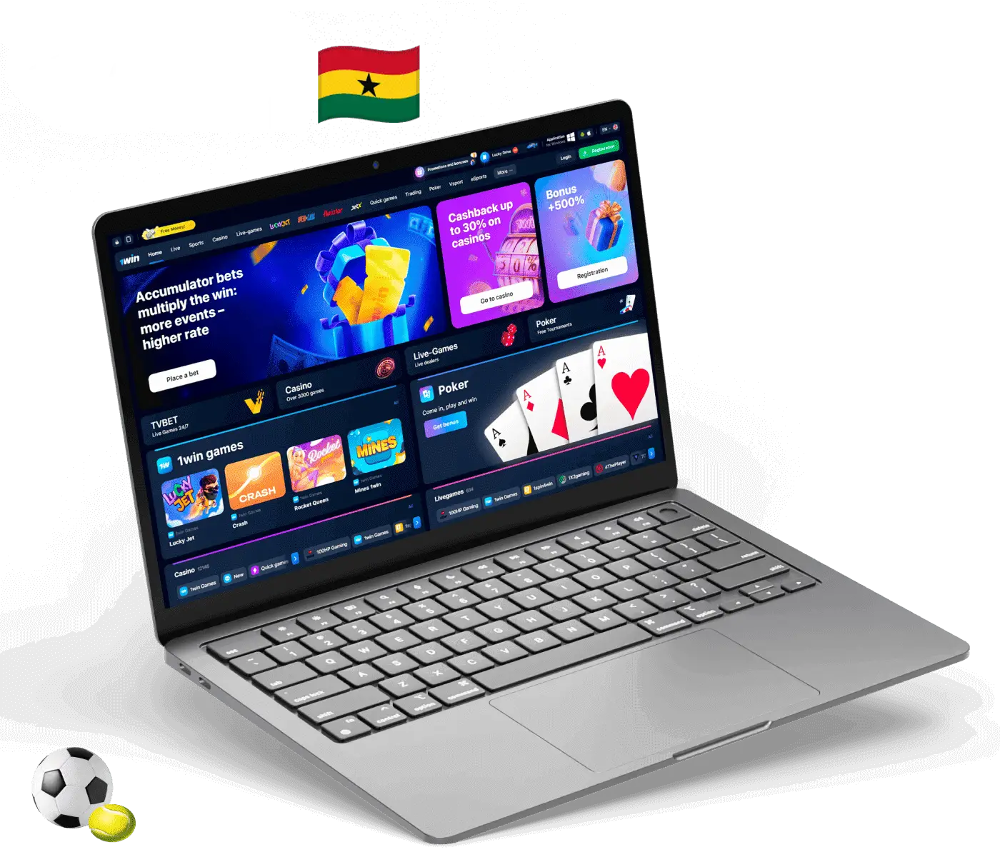 Laptop win 1win interface on it.
